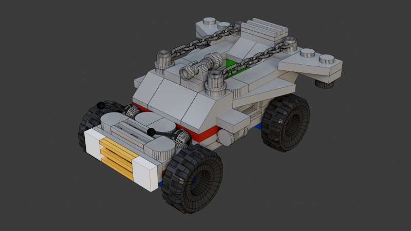 Model 13 - Gepantserde auto bestaande uit 81 afzonderlijke s 3D Model .c4d .max .obj .3ds .fbx .stl .blend