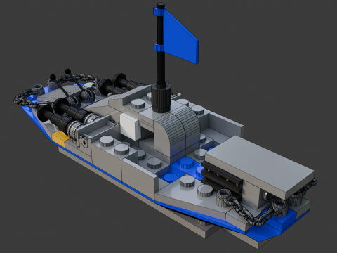 21 модель - Лодка, состоящая из 88 отдельных моделей. 3D Модель