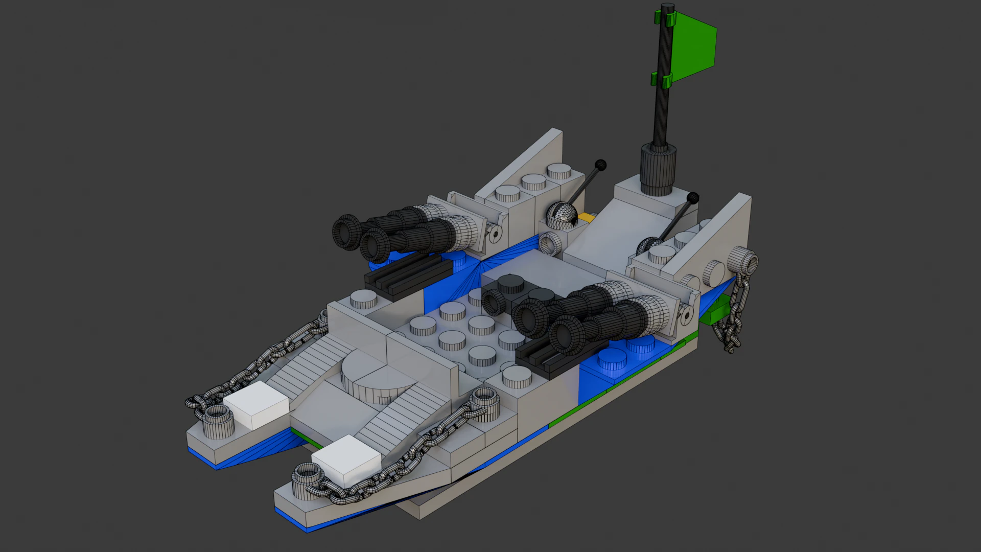 Model 22 - Boat consisting of 88 separate s 3D Model .c4d .max .obj .3ds .fbx .stl .blend