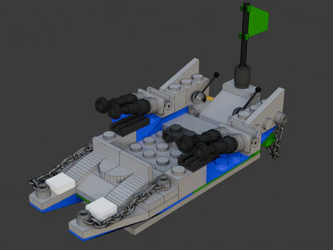 Model 22 - Boot bestaande uit 88 afzonderlijke s 3D Model