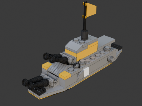 Modelo 23 - Barco composto por 86 s separados Modelo 3D