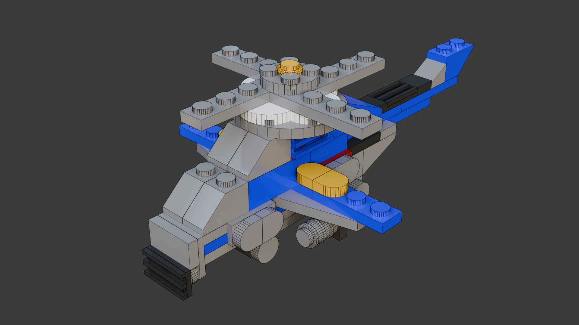 Model 26 - Helicopter consisting of 104 separate s 3D Model .c4d .max .obj .3ds .fbx .stl .blend 