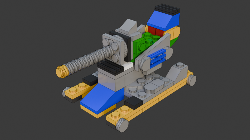 Modelo 27 - Canhão composto por 100 s separados Modelo 3D .c4d .max .obj .3ds .fbx .stl .blend