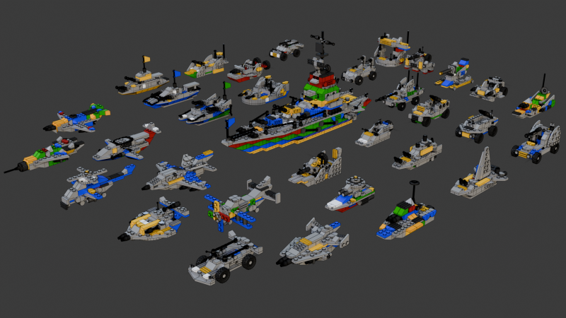 Model 34 - The digital constructor Battleship and 32 models of various vehicles 3D Model .c4d .max .obj .3ds .fbx .stl .blend 