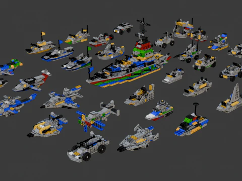 Model 34 - De digitale constructor Battleship en 32 modellen van verschillende voertuigen 3D Model