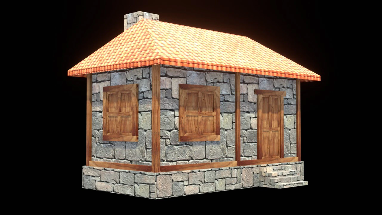 Medieval house low poly village house 3D Model .c4d .max .obj .3ds .fbx .stl .blend 