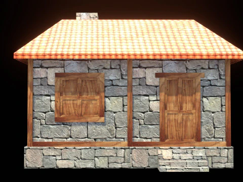 Medieval house low poly village house 3D Model
