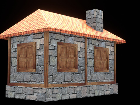 Medieval house low poly village house 3Dモデル