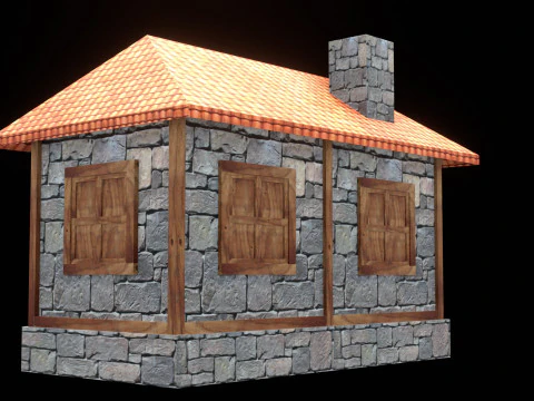 Medieval house low poly village house 3D Model