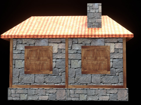 Medieval house low poly village house 3Dモデル