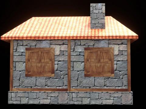 Medieval house low poly village house 3D Model