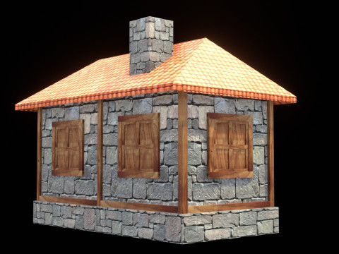 Medieval house low poly village house 3Dモデル