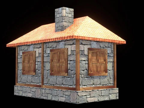 Medieval house low poly village house 3D Model