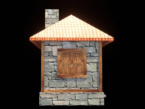 Medieval house low poly village house 3D Model