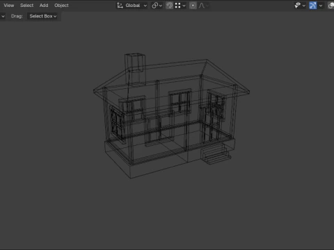 Medieval house low poly village house 3D Model