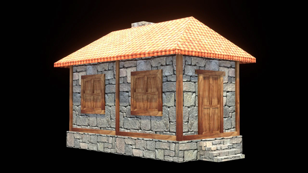 Medieval house low poly village town city residential game ready 2 3D Model .c4d .max .obj .3ds .fbx .stl .blend 