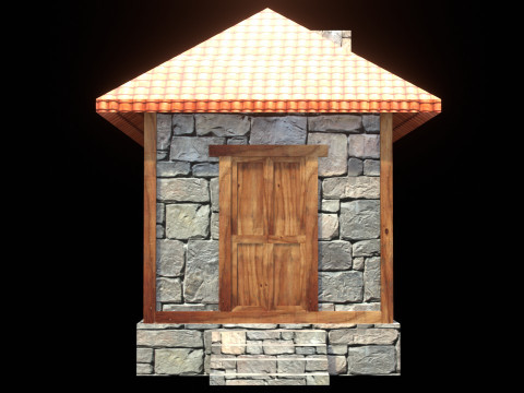 Medieval house low poly village town city residential game ready 2 3D Model