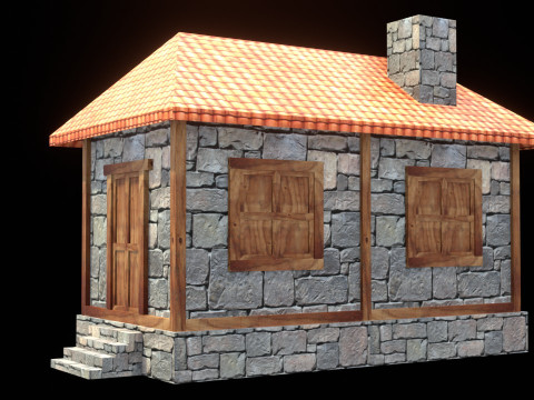 Medieval house low poly village town city residential game ready 2 3D Model