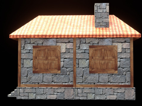 Medieval house low poly village town city residential game ready 2 3D Model