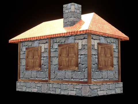 Medieval house low poly village town city residential game ready 2 3D Model