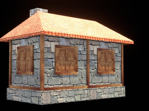 Medieval house low poly village town city residential game ready 2 3D Model