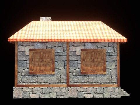 Medieval house low poly village town city residential game ready 2 3D Model