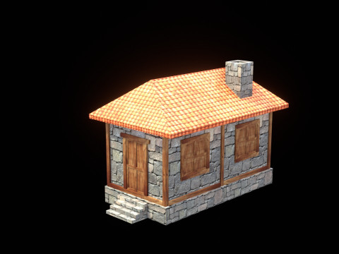 Medieval house low poly village town city residential game ready 2 3D Model