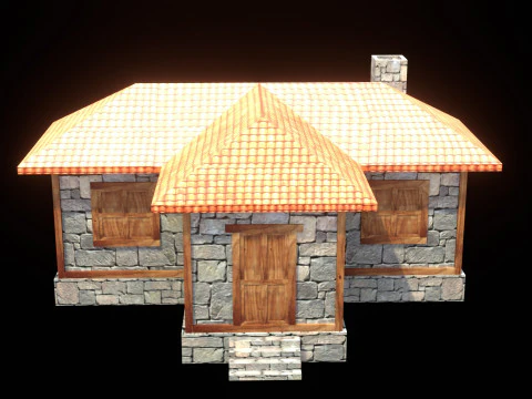 중세 집 낮은 폴리 마을 도시 주거용 게임 준비 3 3D 모델