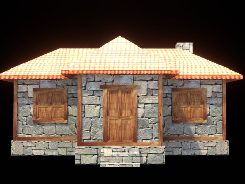 Medieval house low poly village town city residential game ready 3 Modelo 3D