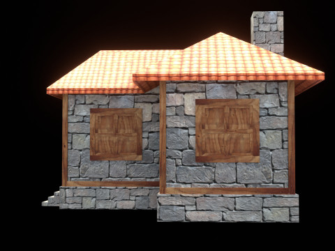 Medieval house low poly village town city residential game ready 3 Modelo 3D
