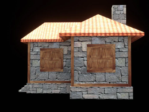 Medieval house low poly village town city residential game ready 3 3D Model