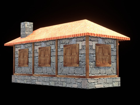 Medieval house low poly village town city residential game ready 3 Modelo 3D