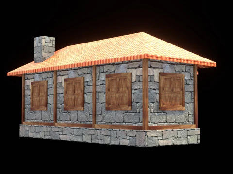 Medieval house low poly village town city residential game ready 3 3D Model