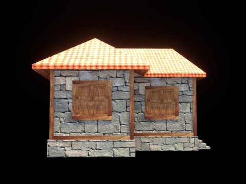 Medieval house low poly village town city residential game ready 3 Modelo 3D