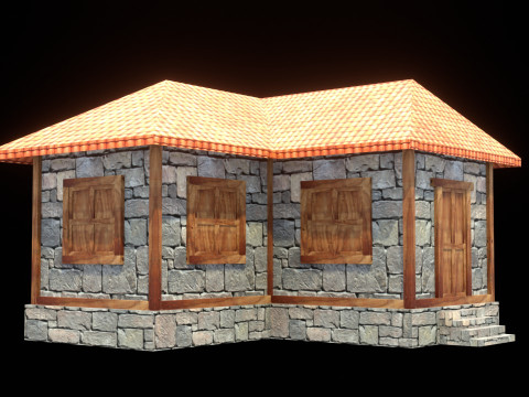 Medieval house low poly village town city residential game ready 3 Modelo 3D