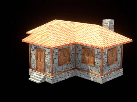 Medieval house low poly village town city residential game ready 3 3D Model