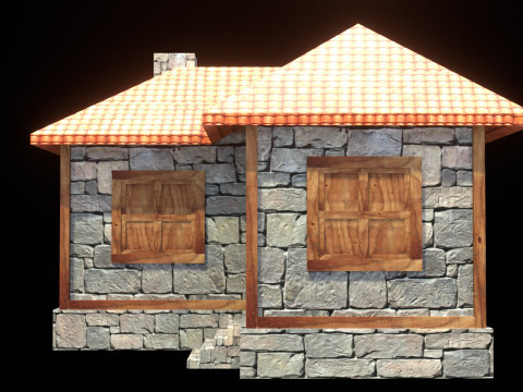 Medieval house low poly village town city residential game ready 4 3D 모델