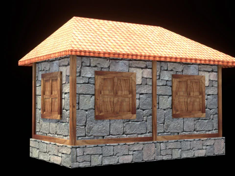 Medieval house low poly village town city residential game ready 4 3D Model