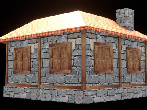 Medieval house low poly village town city residential game ready 4 3D 모델