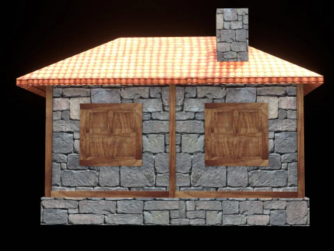 Medieval house low poly village town city residential game ready 4 3D Model