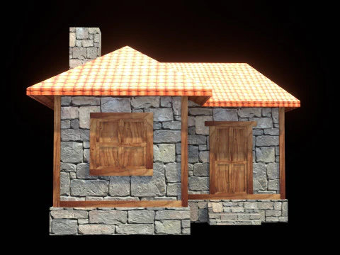 Medieval house low poly village town city residential game ready 4 3D Model