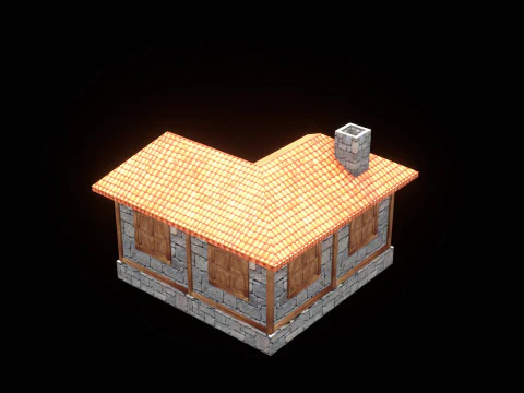 Medieval house low poly village town city residential game ready 4 3D Model