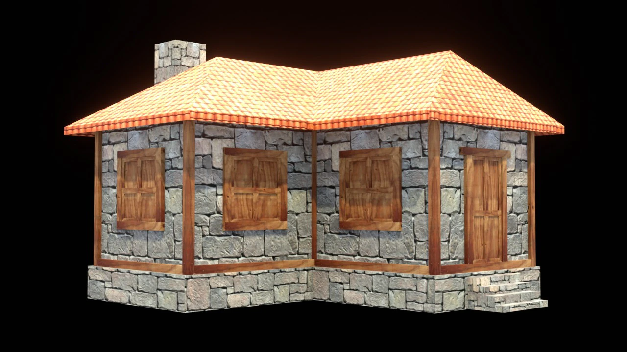 Medieval house low poly village town city residential game ready 5 3D Model .c4d .max .obj .3ds .fbx .stl .blend 