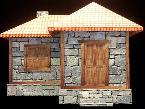 Medieval house low poly village town city residential game ready 5 3D Model