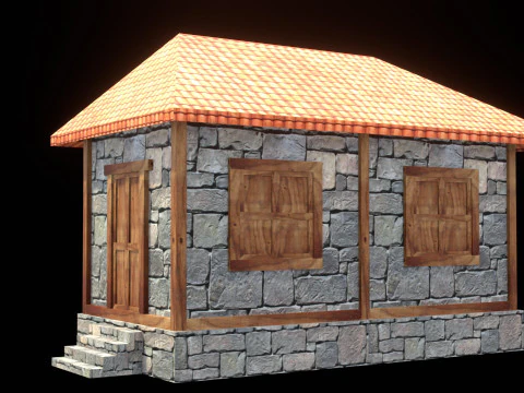 Medieval house low poly village town city residential game ready 5 3D Model