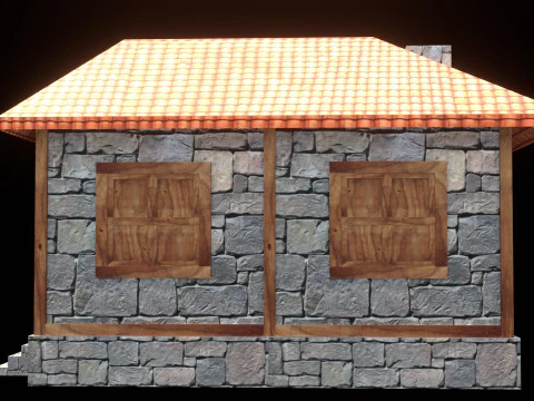 Medieval house low poly village town city residential game ready 5 3D Model