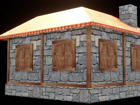 Medieval house low poly village town city residential game ready 5 3D Model