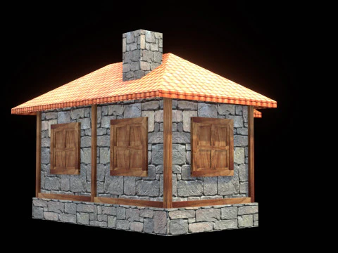 Medieval house low poly village town city residential game ready 5 3D Model