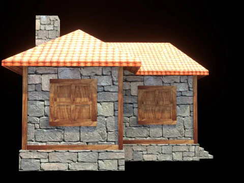 Medieval house low poly village town city residential game ready 5 3D Model