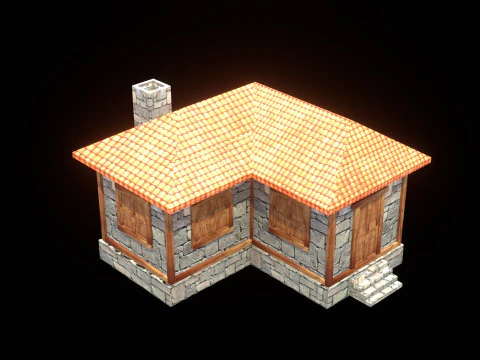 Medieval house low poly village town city residential game ready 5 3D Model